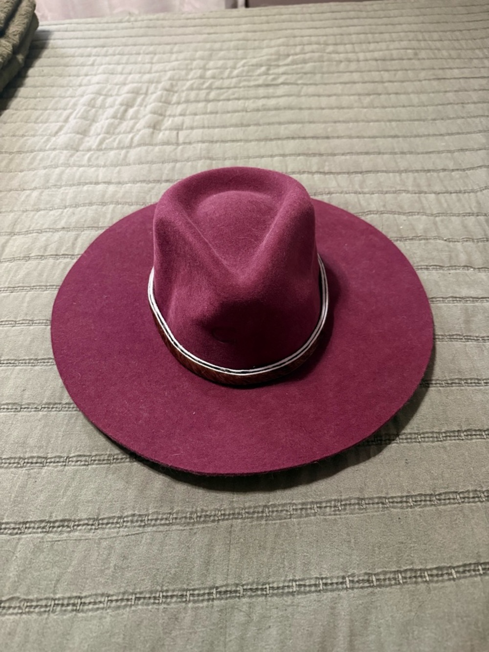 Charlie 1 Horse Wide Brim Felt Fedora Hat in Wine with Decorative Bands